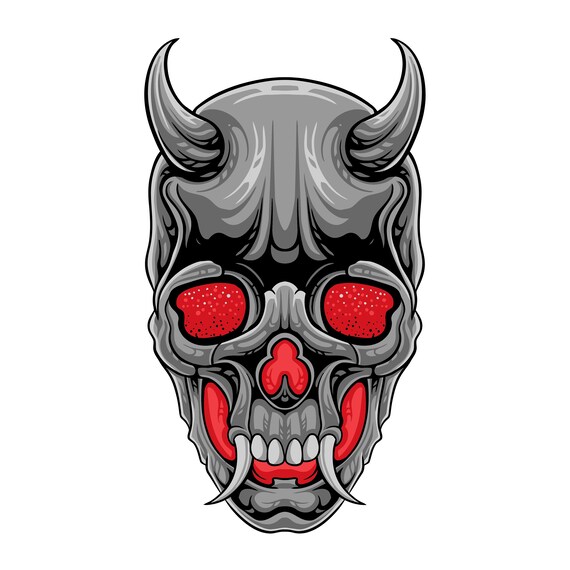 Devil Skull SVG: Hand Drawn Halloween Skeleton Head Clipart