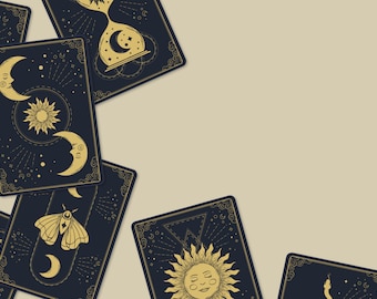Hand Drawn Tarot Cards Background: Sun & Moon SVG Files (Digital Download)