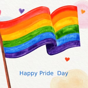 Drapeau aquarelle joyeux jour de la fierté LGBT dessiné à la main Illustration SVG Lesbiennes Gay Bi Trans amour Clipart Silhouette fichiers coupés pour Cricut png jpg