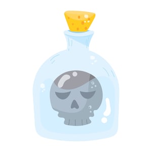 Hand Drawn Poison Bottle Skull SVG illustration Halloween Venom Container Clipart Vector Silhouette Cut file for Cricut Digital Download PNG