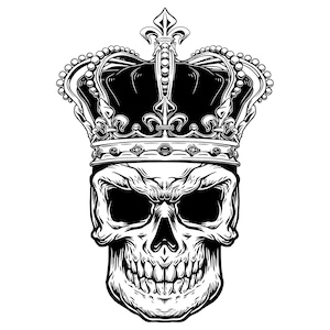 Rey Calavera SVG, Calavera con Corona SVG, Calavera SVG, Clipart de Calavera, Rey Esqueleto, Corona de Esqueleto, archivos svg para Cricut, Silhouette