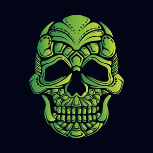 Hand Drawn Green Skull Silhouette SVG Colorful Skeleton Head Clipart Vector Cut files for Cricut Digital Download Commercial Use PN JPG eps