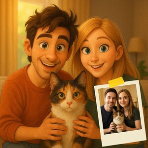 Portrait de style Pixar personnalisé à partir de votre photo Personnages de dessins animés 3D personnalisés pour couple Famille Cadeau pour animal de compagnie Art numérique Pixar PNG mignon