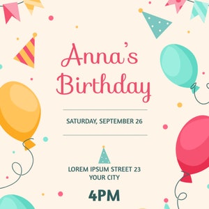 Editable Birthday Party Invitation Template: Colorful Celebration (Digital Download)