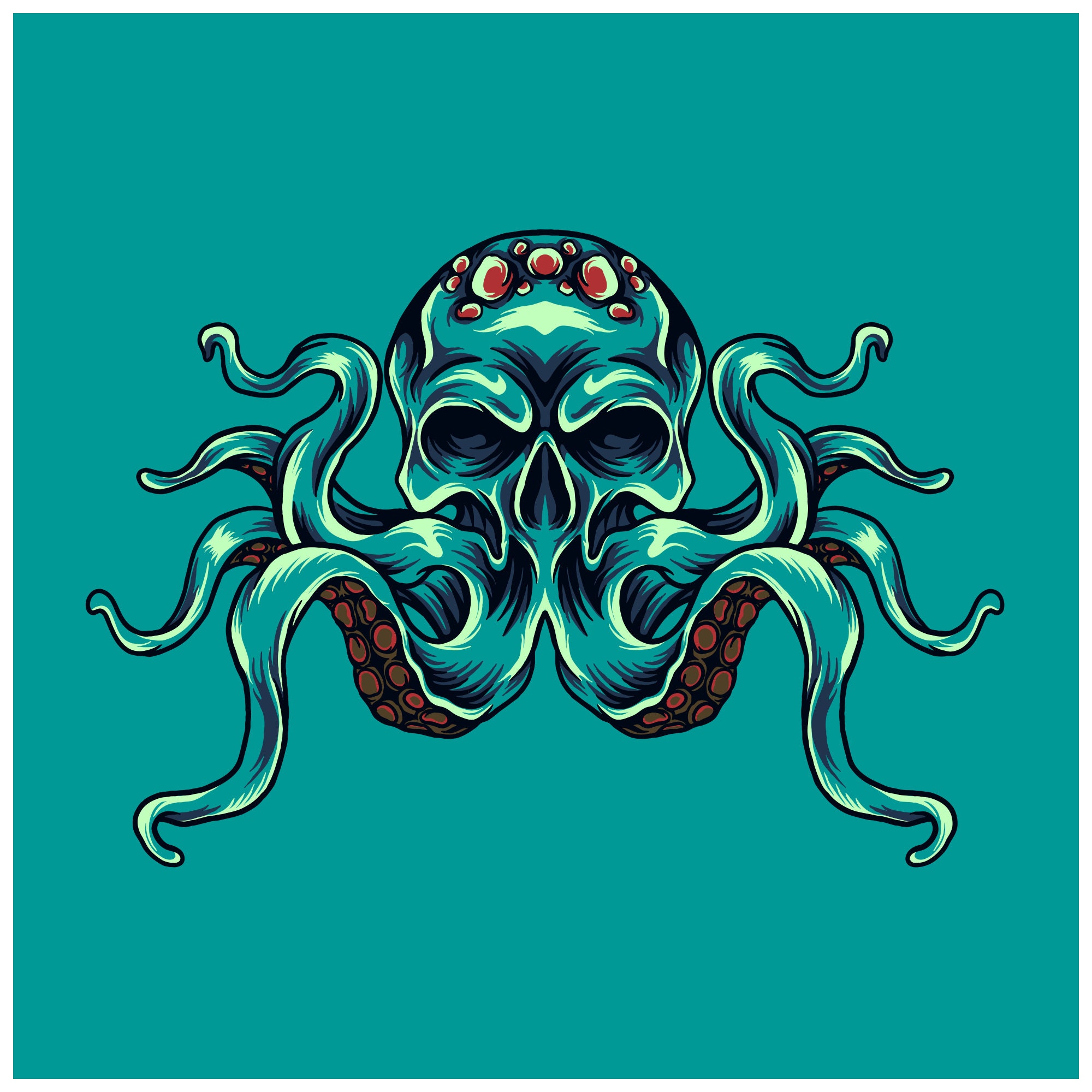 Hand Drawn Scary Octopus With Skull Head SVG Halloween Spooky Clipart  Vector Silhouette Cut Files for Cricut Digital Download Commercial Use -  Etsy Sweden