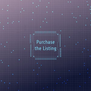 May include: A blue digital display with a grid pattern and the text "Purchase the Listing" in a white box.
