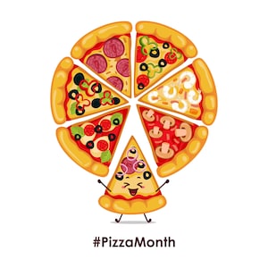 Dessinés à la main dessin animé pizza pizza en tranches de nourriture personnage Clipart animation icône Vector Silhouette coupe fichiers pour téléchargement numérique Cricut PNG JPG