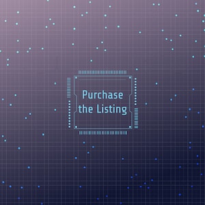 May include: A blue digital display with a grid pattern and the text "Purchase the Listing" in a white box.