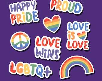 LGBT Stickers SVG bundle LGBTQ+ Clipart Set lgbt Stickers Silhouette Pack Vector svg files for Cricut Instant Digital Download jpg png eps