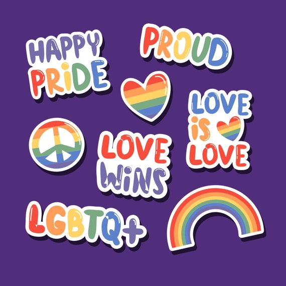LGBTQ+ Pride Stickers: Rainbow Clipart Set (Digital Download)