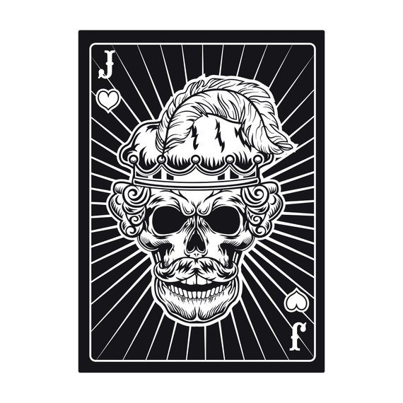 Hand Drawn Skull King Playing Card SVG Jack Heart Skeleton Etsy