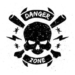 Ilustración dibujada a mano del logotipo de la zona de peligro de la cabeza del cráneo Emblema de la cabeza del esqueleto Logotipo de estilo grunge Clipart Vector Silueta Archivo de corte para Cricut PNG