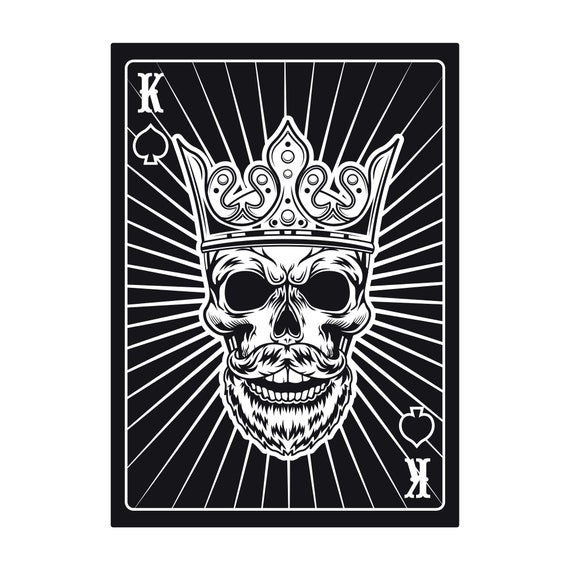 Hand Drawn King Skull Playing Card SVG King Spade Skeleton Etsy