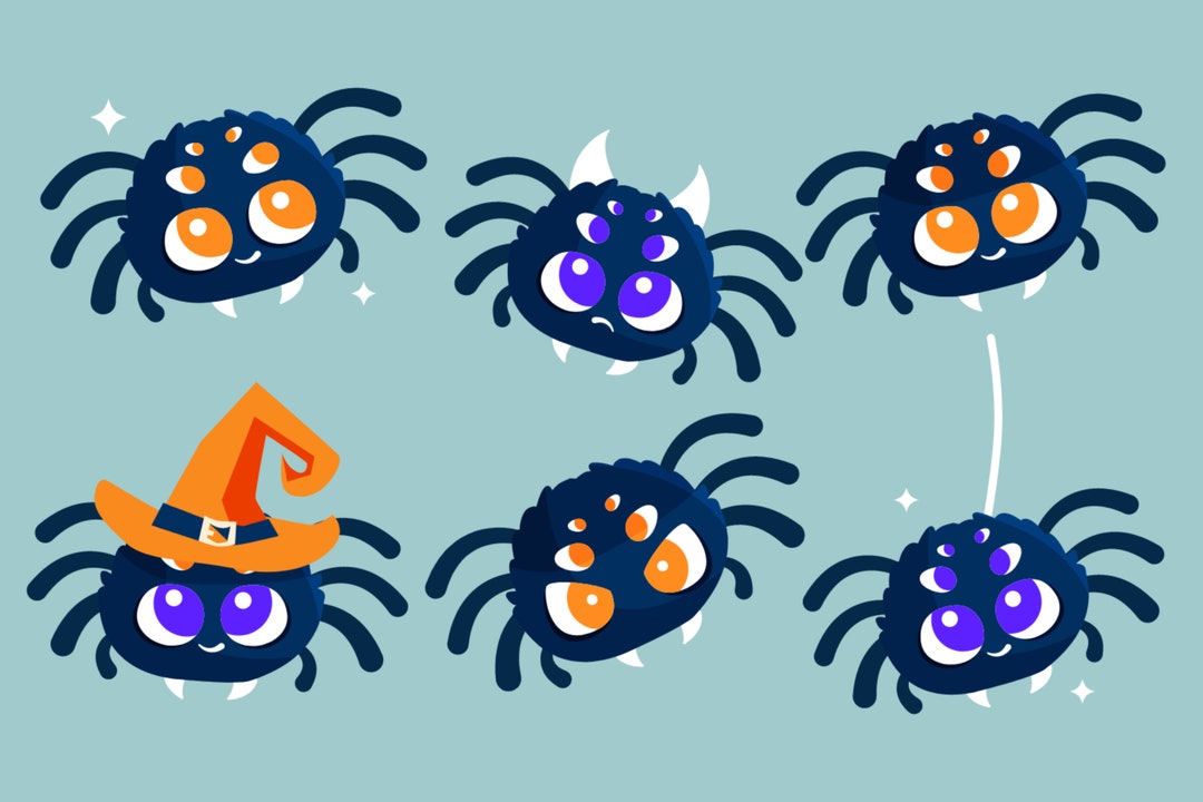 Hand Drawn Cute Spider SVG Bundle Halloween Illustration - Etsy