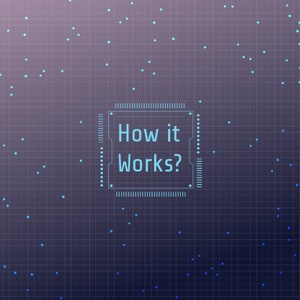 May include: A blue and white digital illustration of a computer chip with the text "How it Works?" inside the chip.