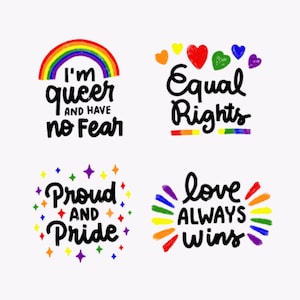 Ensemble d'autocollants LGBT Pride SVG Bundle Lesbian Gay Bi Trans Pride Label Collection Clipart Silhouette couper des fichiers pour téléchargement numérique Cricut png