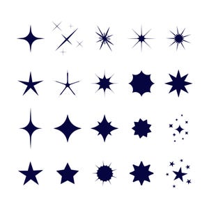 Sparkling Star Svg Bundle - Flat Star Clipart Icons - PNG JPG EPS Digital Files