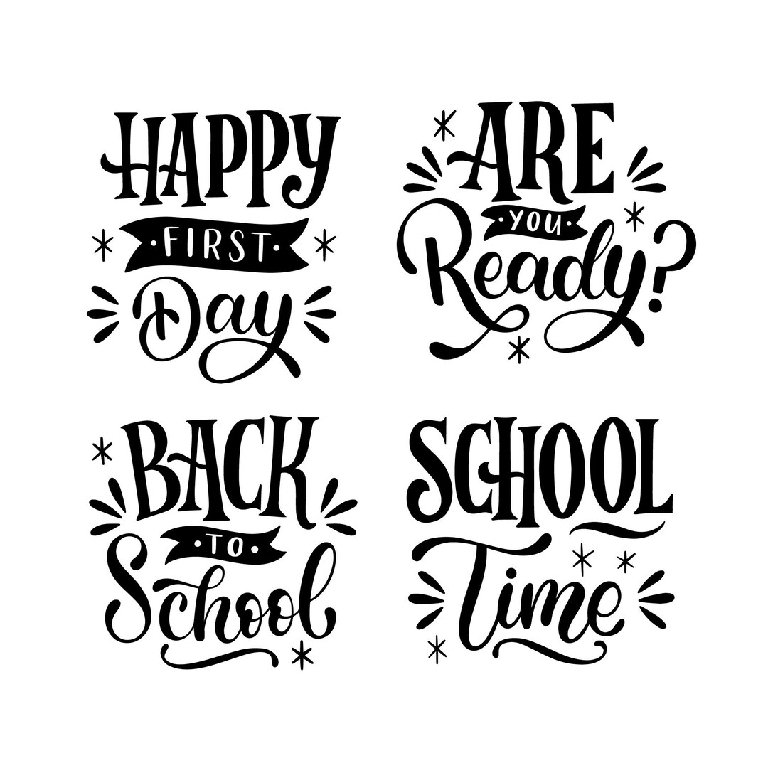 Back to School Lettering SVG Bundle - Hand Drawn Lettering Designs for ...