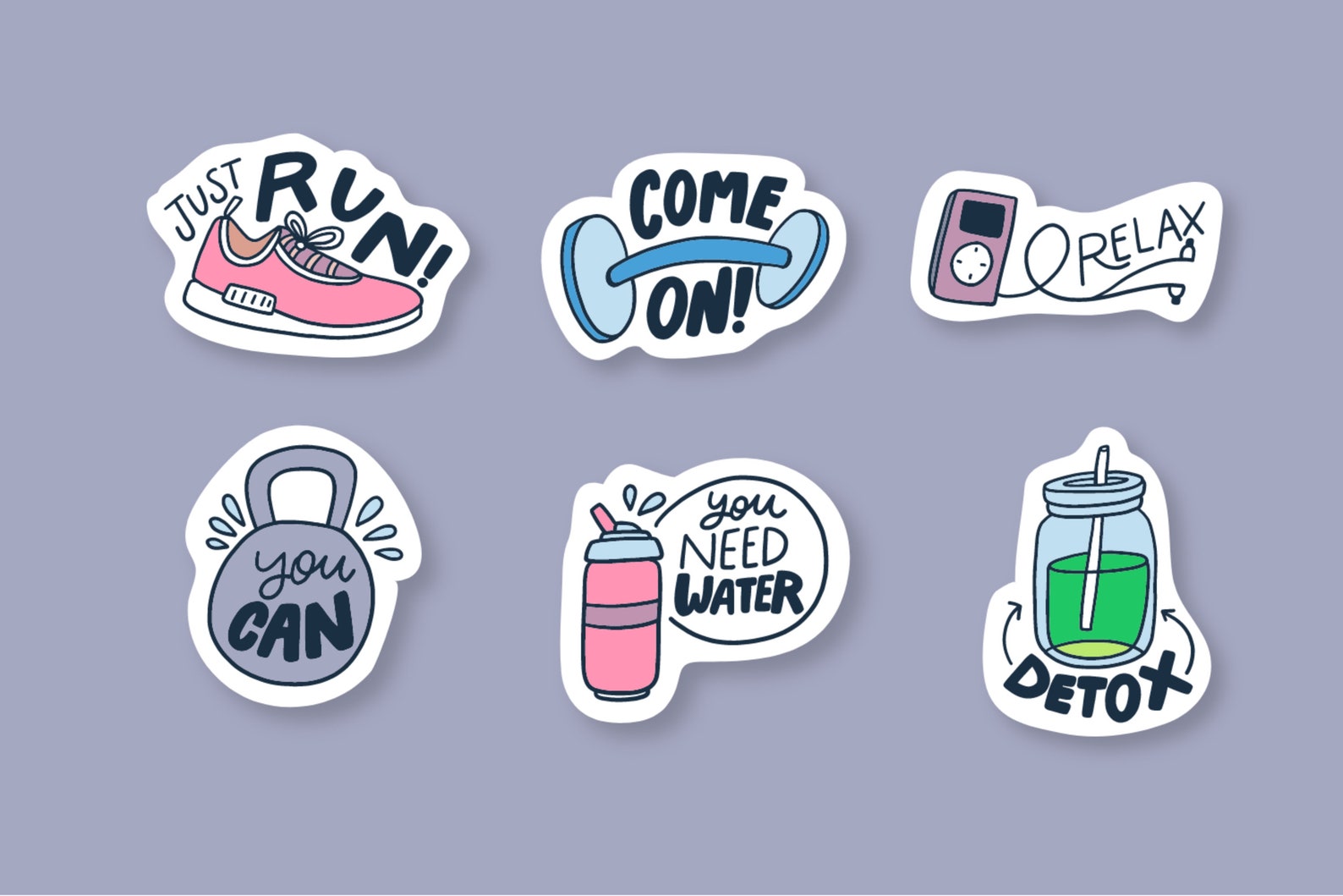 Motivational Gym Stickers SVG Bundle: Workout Clipart (digital Download ...