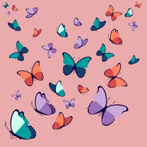 Hand Drawn Colorful Butterflies illustration SVG Bundle Cute Butterfly Clipart Set Silhouette Vector Cut files for Cricut Commercial Use PNG
