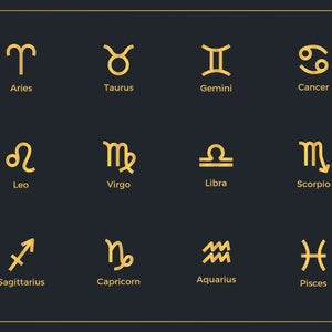 Pacchetto SVG di segni zodiacali minimalisti disegnati a mano, set di clipart di elementi dell'oroscopo, silhouette vettoriale di astrologia, file di taglio per Cricut PNG JPG eps
