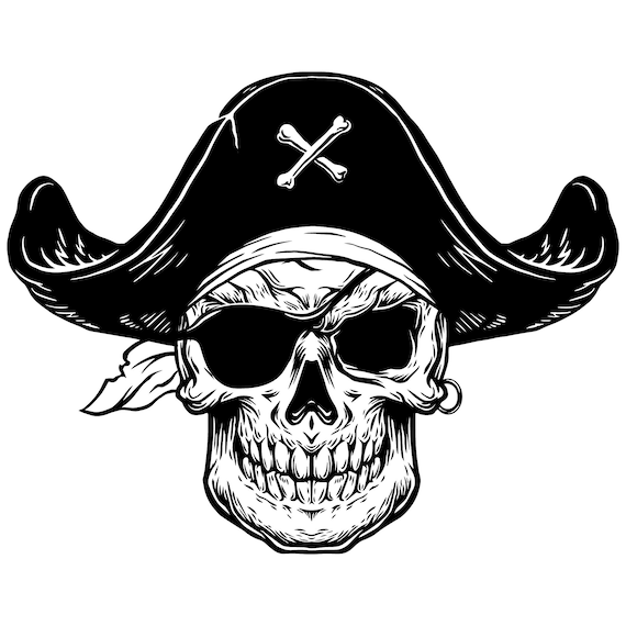 Hand gezeichnet Piraten-Totenkopf mit Hut Halloween SVG Illustration  Skelett Piraten Augenklappe Clipart Vektor-Schnitt-Dateien für Cricut  Digital Download PNG - .de