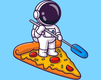 Astronaut on Pizza Slice SVG: Hand Drawn Spaceman Clipart (Digital Download)