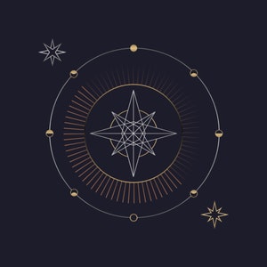 Handgezeichnete Tarot Karte Geometrische Stern Illustration SVG-Dateien für Cricut Tarot Deck Astrologische Digitaler Download Kommerzielle Nutzung Silhouette