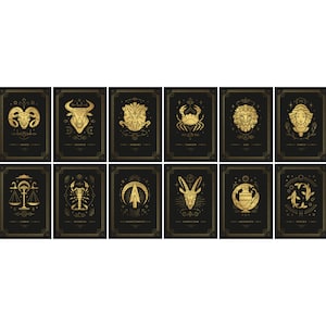 Pacchetto SVG di segni dell'oroscopo disegnati a mano Set di clipart di elementi zodiacali Illustrazione digitale File di taglio vettoriale di astrologia per Cricut Silhouettes PNG