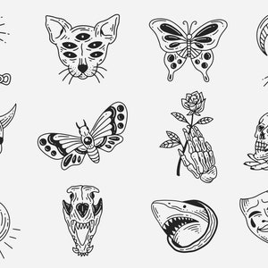 Mystical Tarot Element SVG Bundle: Celestial Tattoo Clipart (Digital Download)