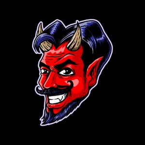 Hand Drawn Red Devil with Fangs and Horns SVG Digital illustration Evil Lucifer Clipart Vector Silhouette Cut files for Cricut PNG JPG eps