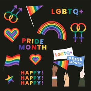 Paquete SVG de pegatinas del orgullo LGBT, colección de etiquetas del orgullo lésbico, gay, bisexual, transgénero, queer, siluetas de clipart, archivos de corte para Cricut, descarga digital png