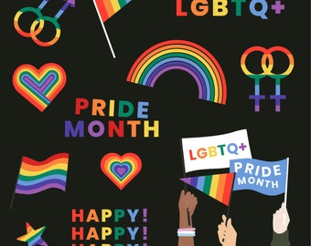 LGBT Pride Stickers SVG Bundle Lesbian Gay Bi Trans Queer Pride Label Colection Clipart Silhouette Cut Files for Cricut Digital Download png