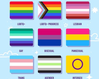 LGTBQIAP+ Flags SVG Bundle LGBT Lesbian Gay Bi Trans Pride Flags Pack Clipart Silhouette Svg Files for Cricut Instant Digital Download png