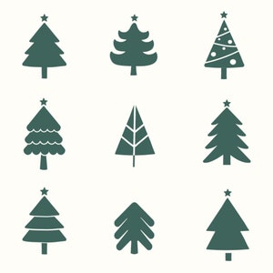 Handgezeichnete Weihnachtsbaum Minimalistische Illustration SVG Bundle Kiefer Baum Elemente Set Winter Weihnachtsstimmung Clipart Pack Cut Dateien für Cricut