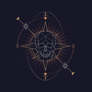 Tarot Zodiac Card Skull SVG Skeleton Clipart Arquivos SVG para Cricut png jpg dxf Arquivos vetoriais Download digital instantâneo
