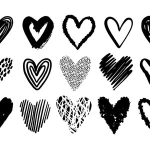 Hand Drawn Hearts SVG Bundle: Valentine's Day Doodles (Digital Download)