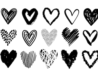 Hand Drawn Hearts SVG Bundle: Valentine's Day Doodles (Digital Download)