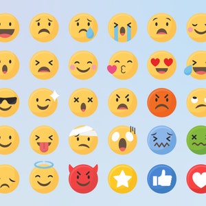 Ilustración de paquete SVG de emojis de redes sociales dibujados a mano Vector Me gusta Guiño Corazón Amor Guau Enojado Triste Conjunto de imágenes prediseñadas Iconos planos Archivos de corte para Cricut