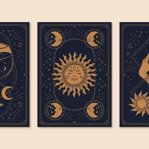 Hand Drawn Mystical Tarot Cards SVG Bundle Tarot Deck Collection Cut files for Cricut Digital Download Commercial Use Vector Files jpg png