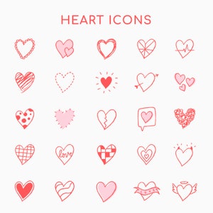 Hand Drawn Heart SVG Bundle: Doodle Sketch Cut Files (Digital Download)