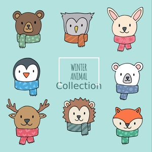 Bundle de Noël vacances animaux SVG, fichier coupe animaux d'hiver pour Cricut, téléchargement vectoriel de Noël renard chevreuil lapin ours hérisson, png, svg