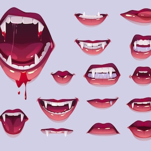 Vampire Lips SVG Bundle: Fangs, Red Lipstick, Dracula Elements (Digital Download)