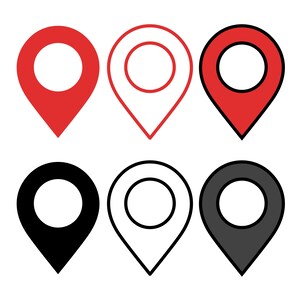 Location Pin Svg Bundle - Map Marker Icons for Cricut & Silhouette - PNG JPG EPS Digital Download