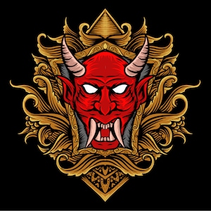 Diable rouge avec des cornes dessinés à la main illustration SVG démon Clipart Hell Evil Face Vector Silhouette fichier svg pour téléchargement numérique Cricut PNG JPG