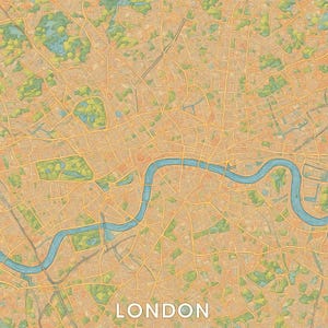 Mapa de anime de Londres Imprimir Póster de Londres estilo anime Descargar mapa imprimible Mapa cinematográfico digital de la ciudad de Londres Descarga instantánea Mapa de Londres