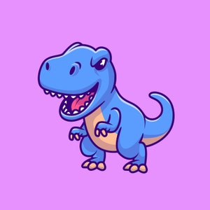 Silhueta de dinossauro azul fofo SVG T-rex Dino Clipart png svg arquivos para Cricut Digital Download
