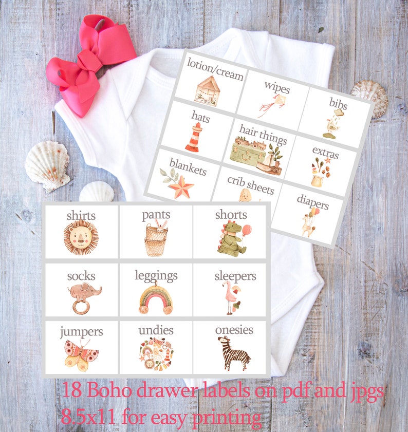 Boho Baby Drawer Labels Printable Labels Boho Labels for Etsy