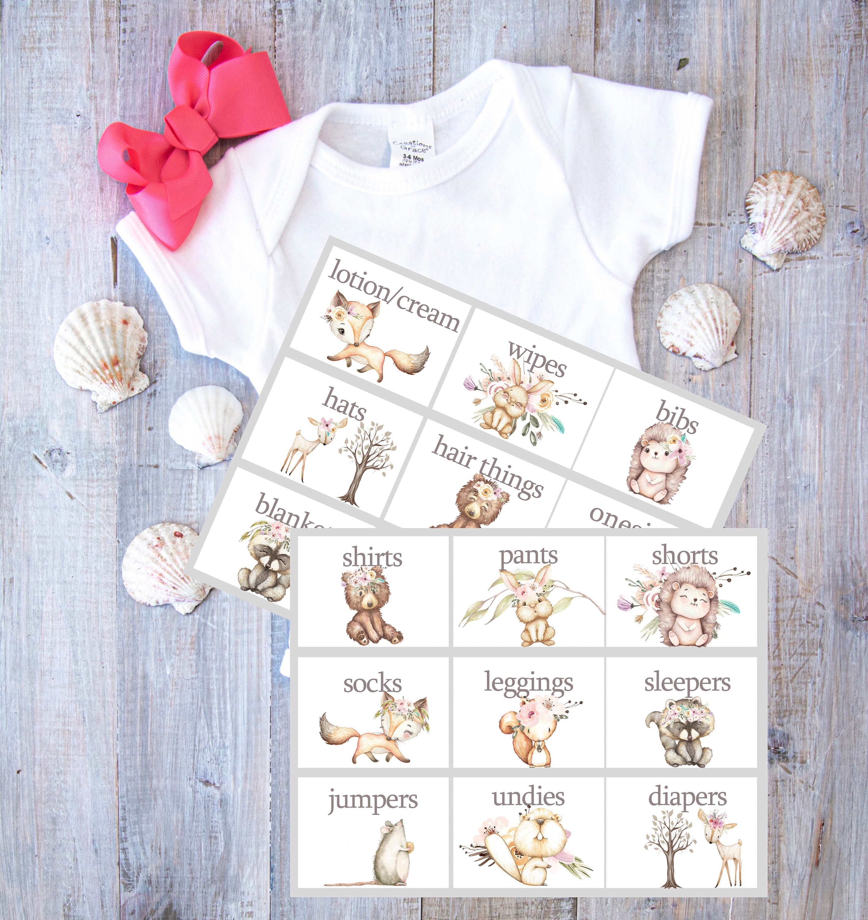 Baby clothes organiser labels