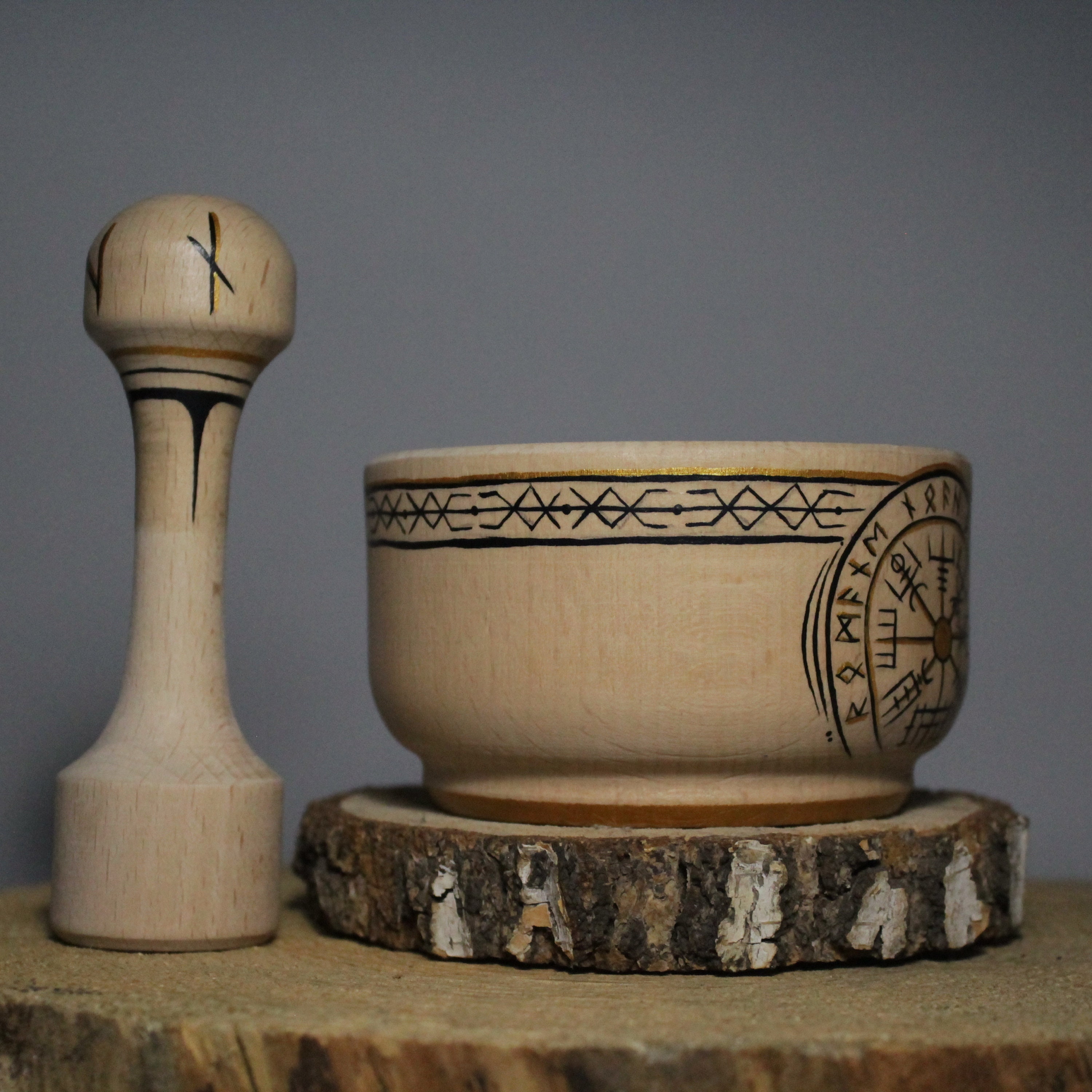 Mortar and Pestle Set With Viking Raven Wooden Mortar Viking Etsy